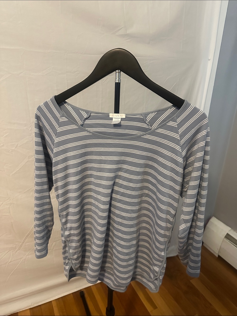 Lake Women’s Blue & White Striped Long-Sleeve Pajama Top